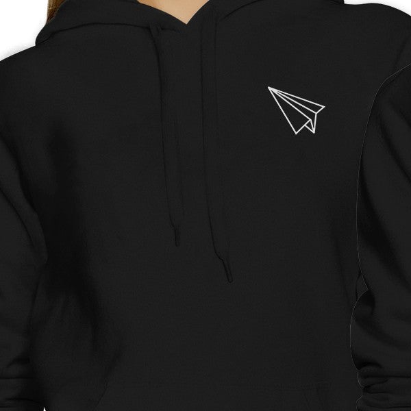 Origami Plane And Boat BFF Matching Black Hoodies