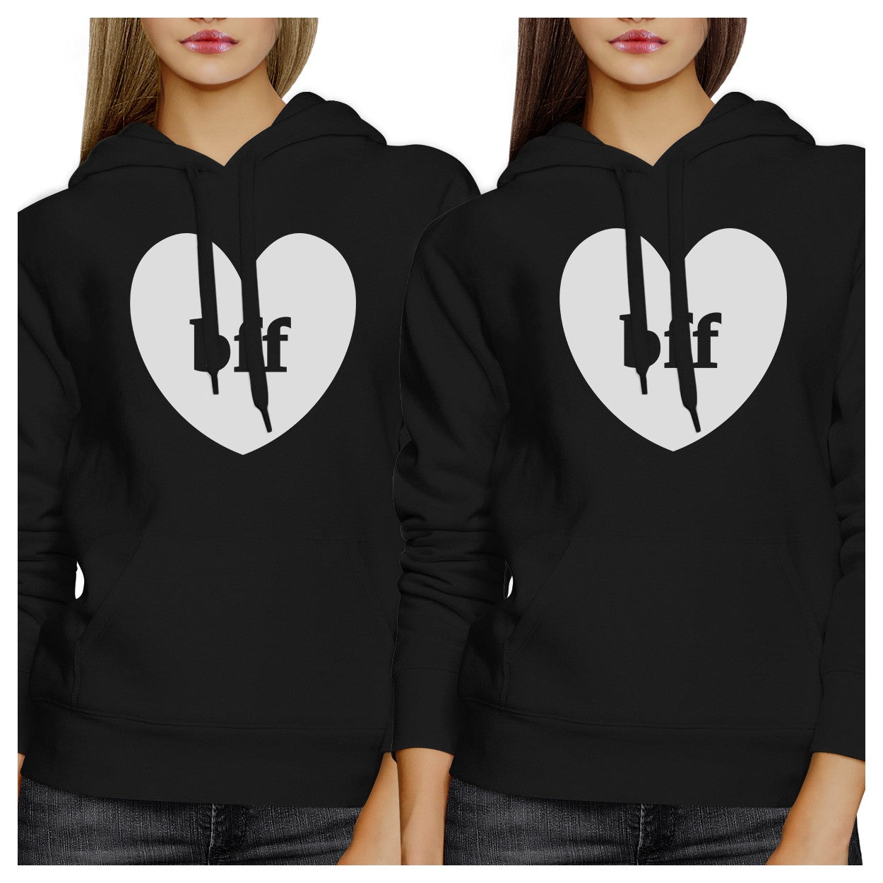 Bff Hearts BFF Matching Black Hoodies