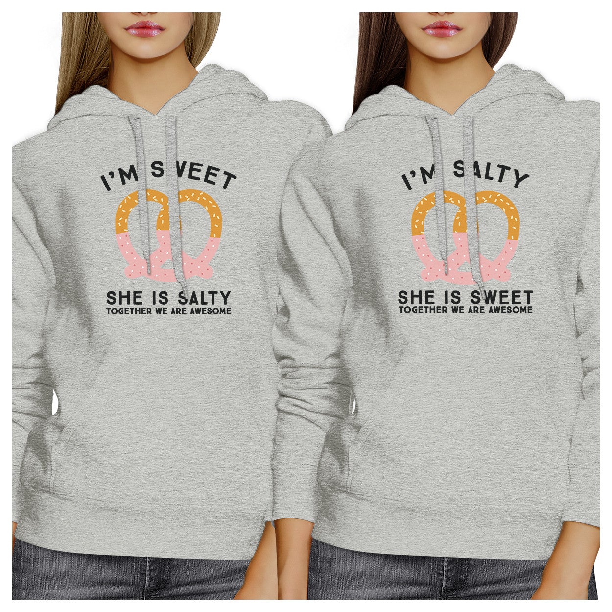 Sweet And Salty BFF Matching Grey Hoodies
