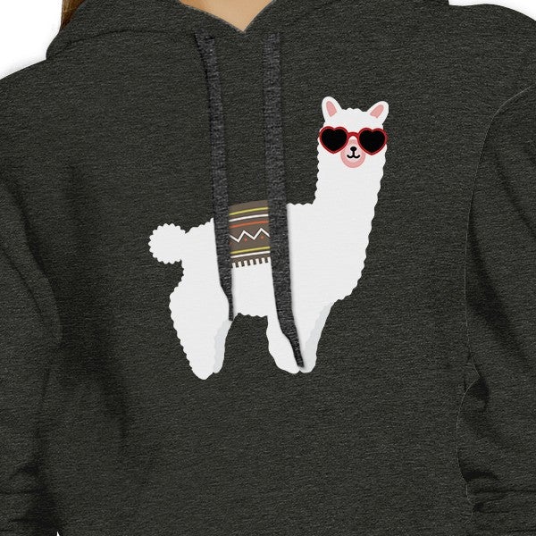 Llamas With Sunglasses BFF Matching Dark Grey Hoodies