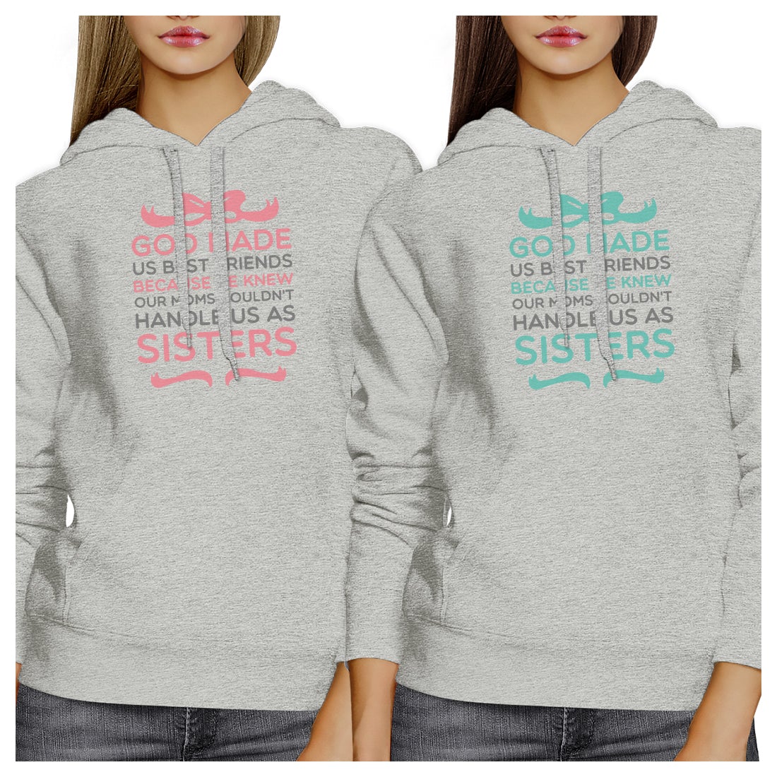 God Made Us BFF Pullover Hoodies Matching Gift Birthday Best Friend Light Gray