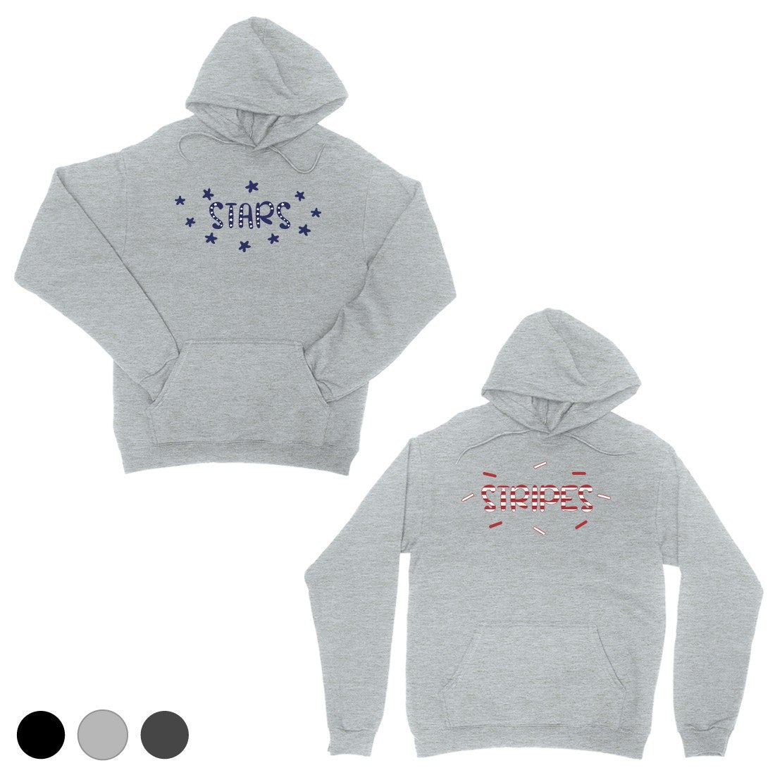 Stars And Stripes BFF Pullover Hoodies Matching Gift Meaningful Gray
