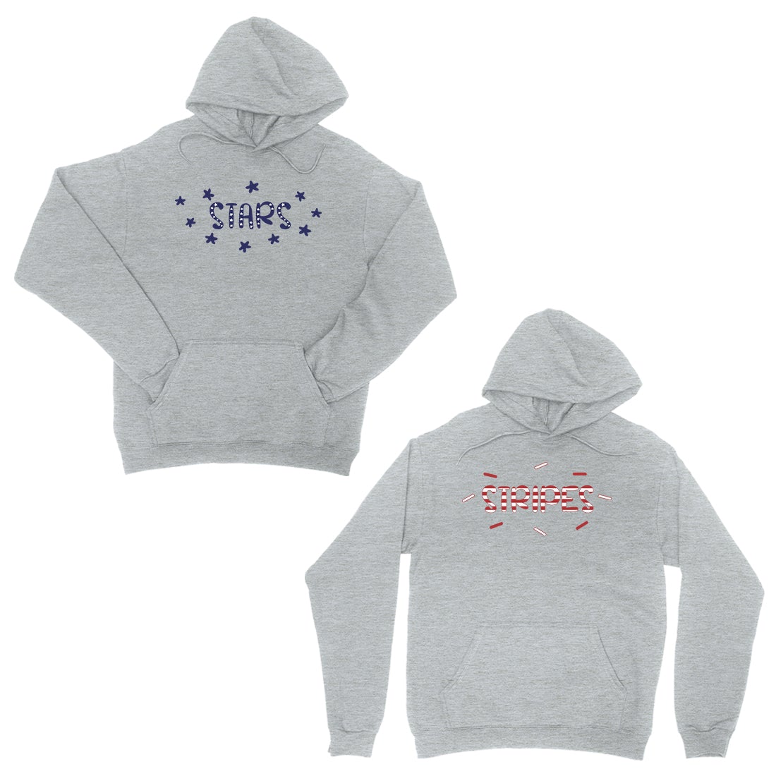Stars And Stripes BFF Pullover Hoodies Matching Gift For Winter Gray