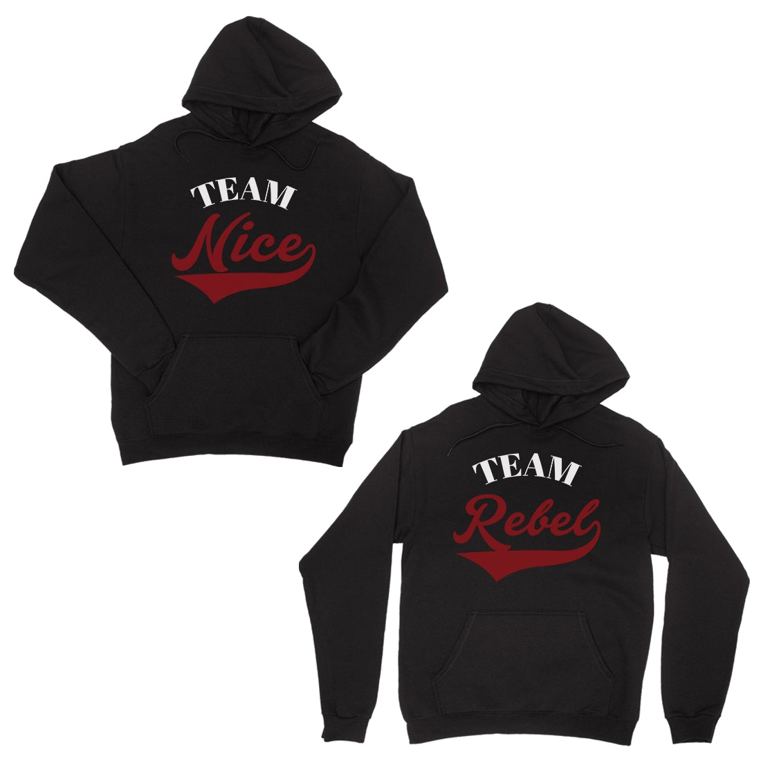 Team Nice Team Rebel Christmas Pullover Hoodies BFF Matching Gift Black