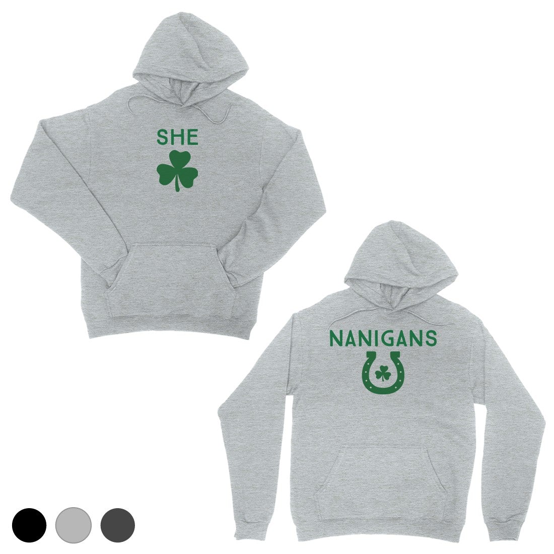 Shenanigans BFF Matching Hoodies Grey Funny St Patrick's Day Outfit