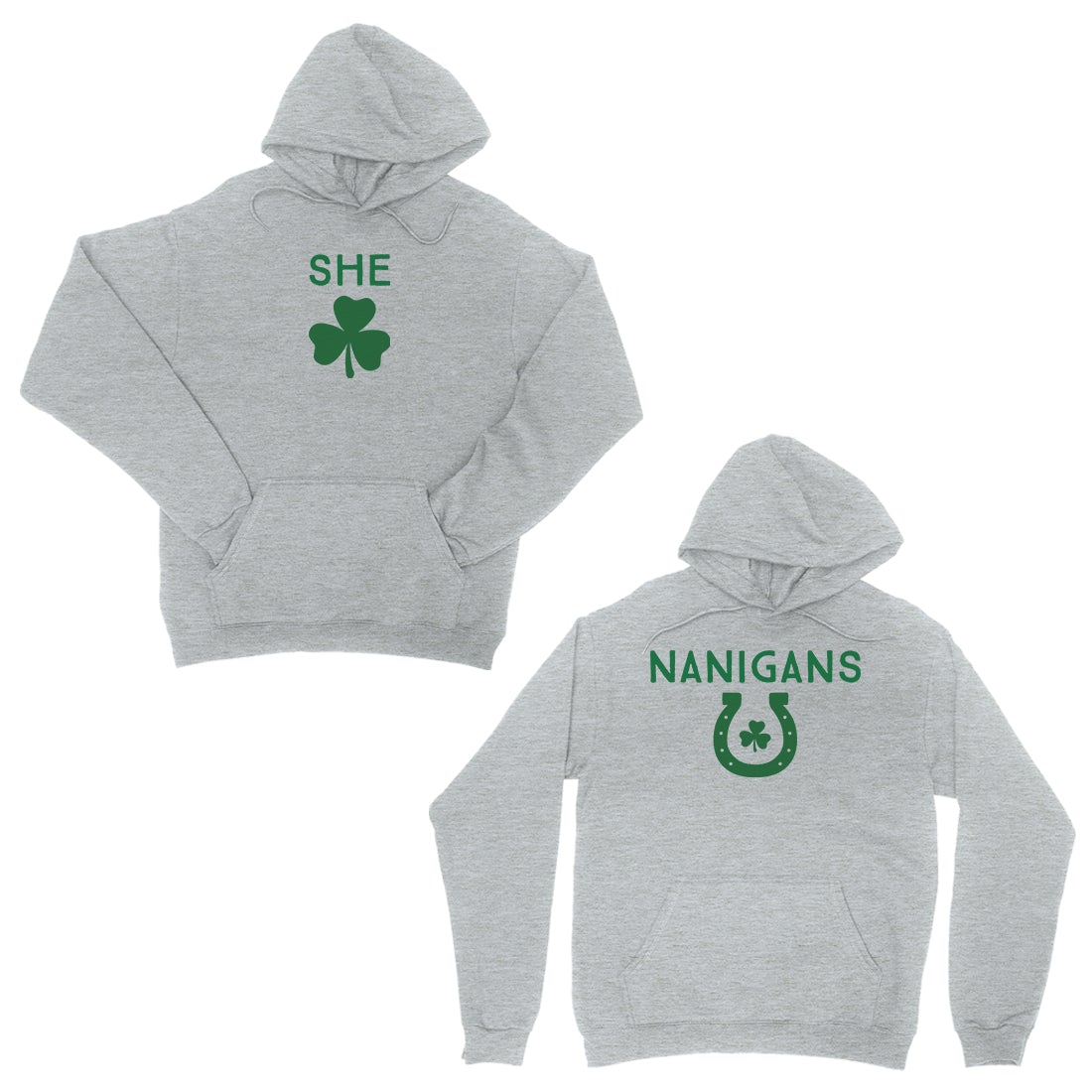 Shenanigans BFF Matching Hoodies Grey Funny St Patrick's Day Outfit