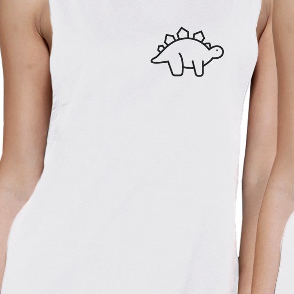 Dinosaurs BFF Matching White Muscle Tops
