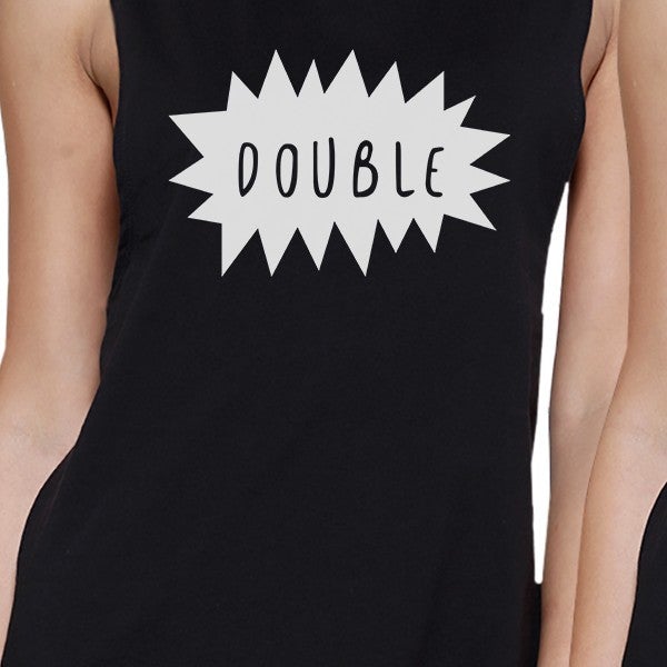 Double Trouble BFF Matching Black Muscle Tops