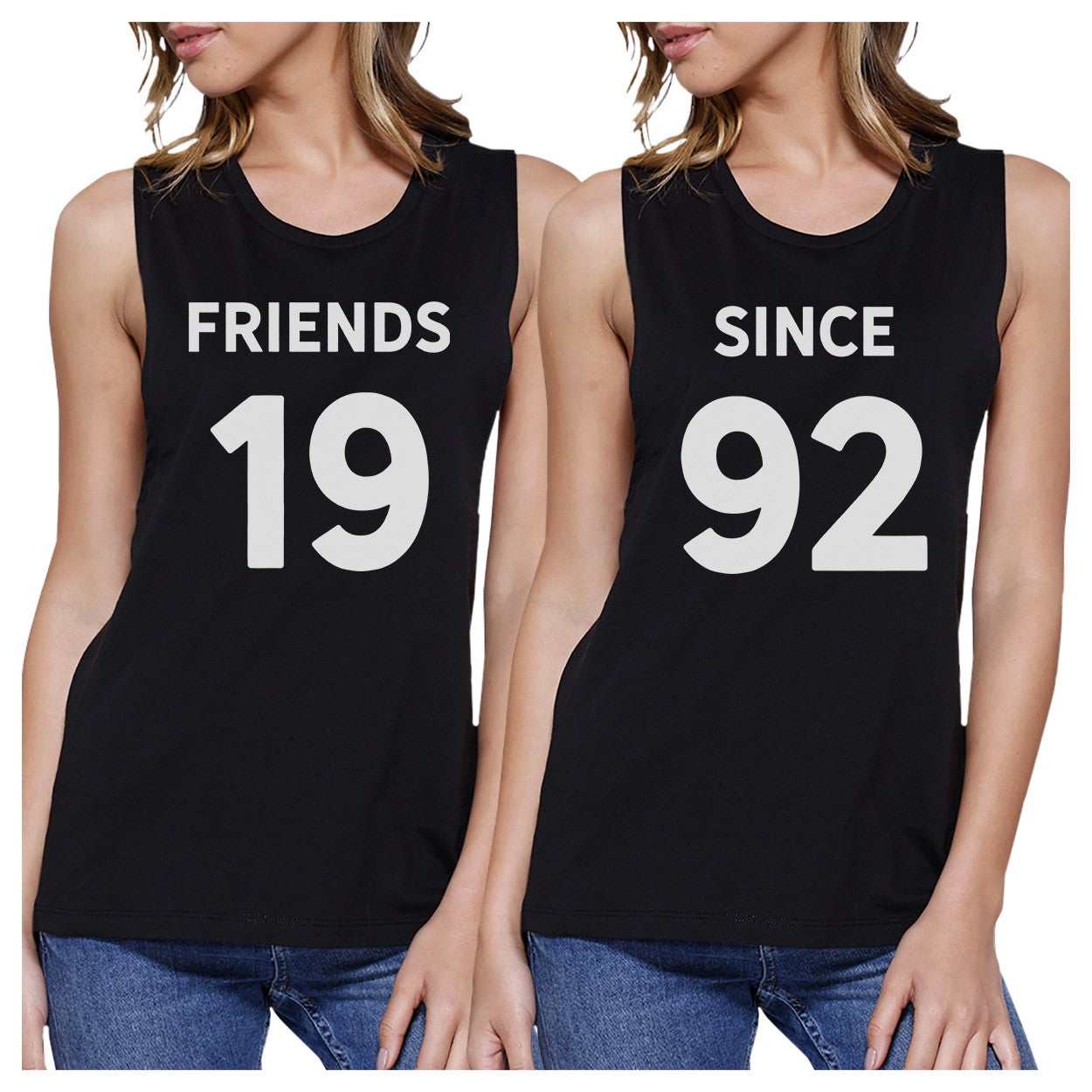 Friends Since Custom Years BFF Matching Black Muscle Tops