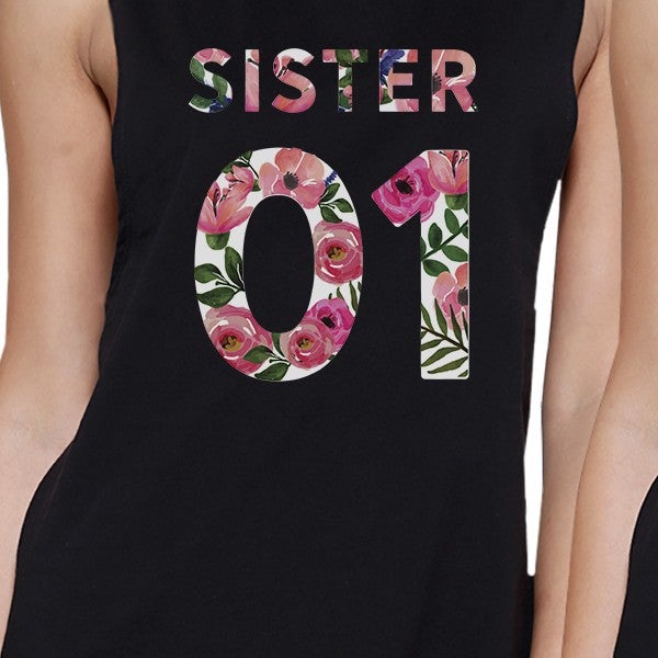 Sister 01 BFF Matching Black Muscle Tops