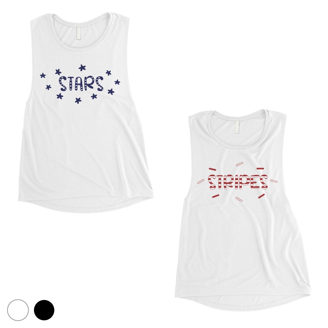 Stars And Stripes BFF Matching Tank Tops Womens For Sister Birthday White