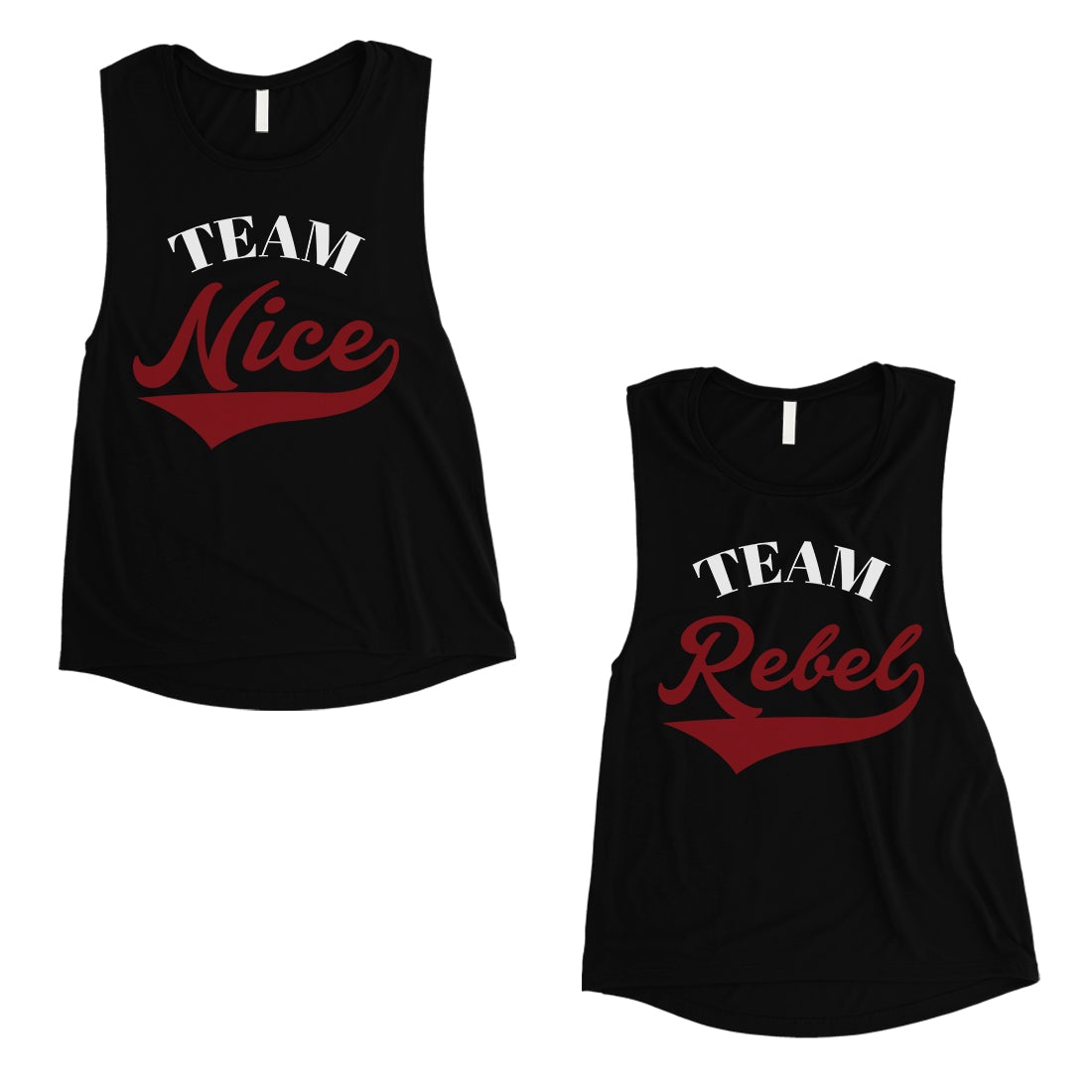 Team Nice Team Rebel BFF Matching Muscle Top Womens Christmas Gift Black