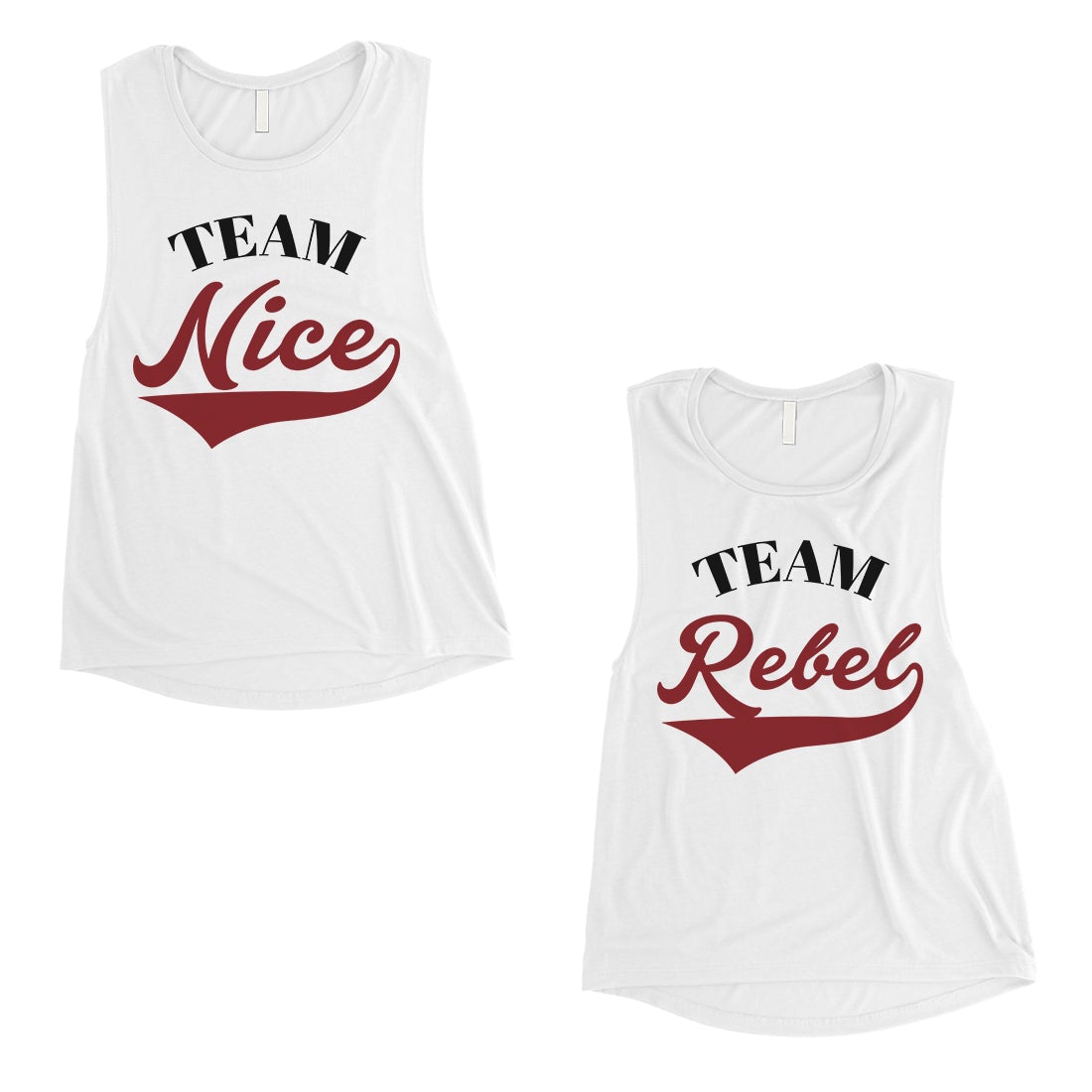 Team Nice Team Rebel BFF Matching Muscle Top Womens Christmas Gift White