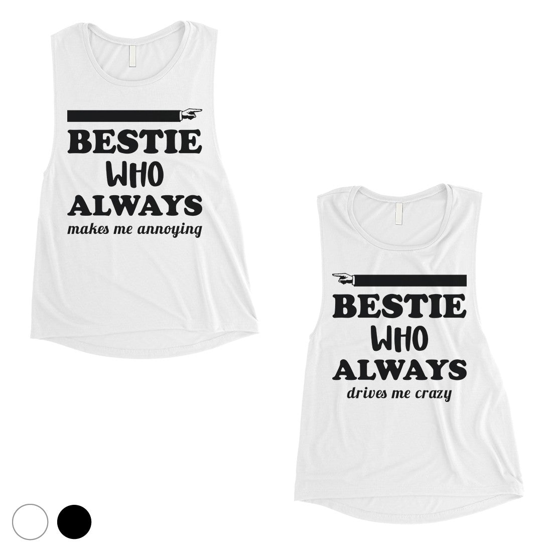 Bestie Always Womens BFF Matching Muscle Tank Tops For Best Friends White