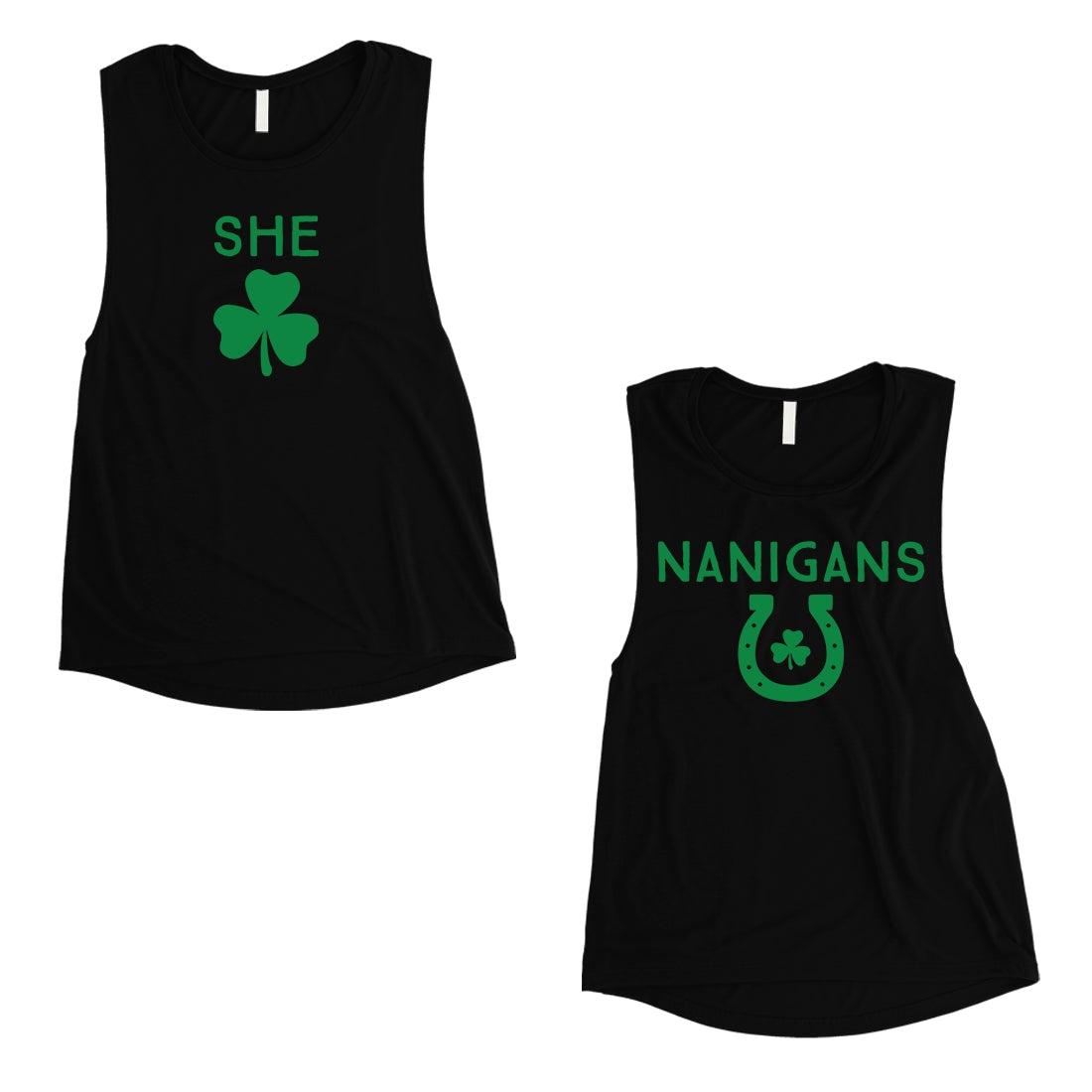Shenanigans St Patrick's Day Matching Muscle Tank Tops For BFF Gift Black
