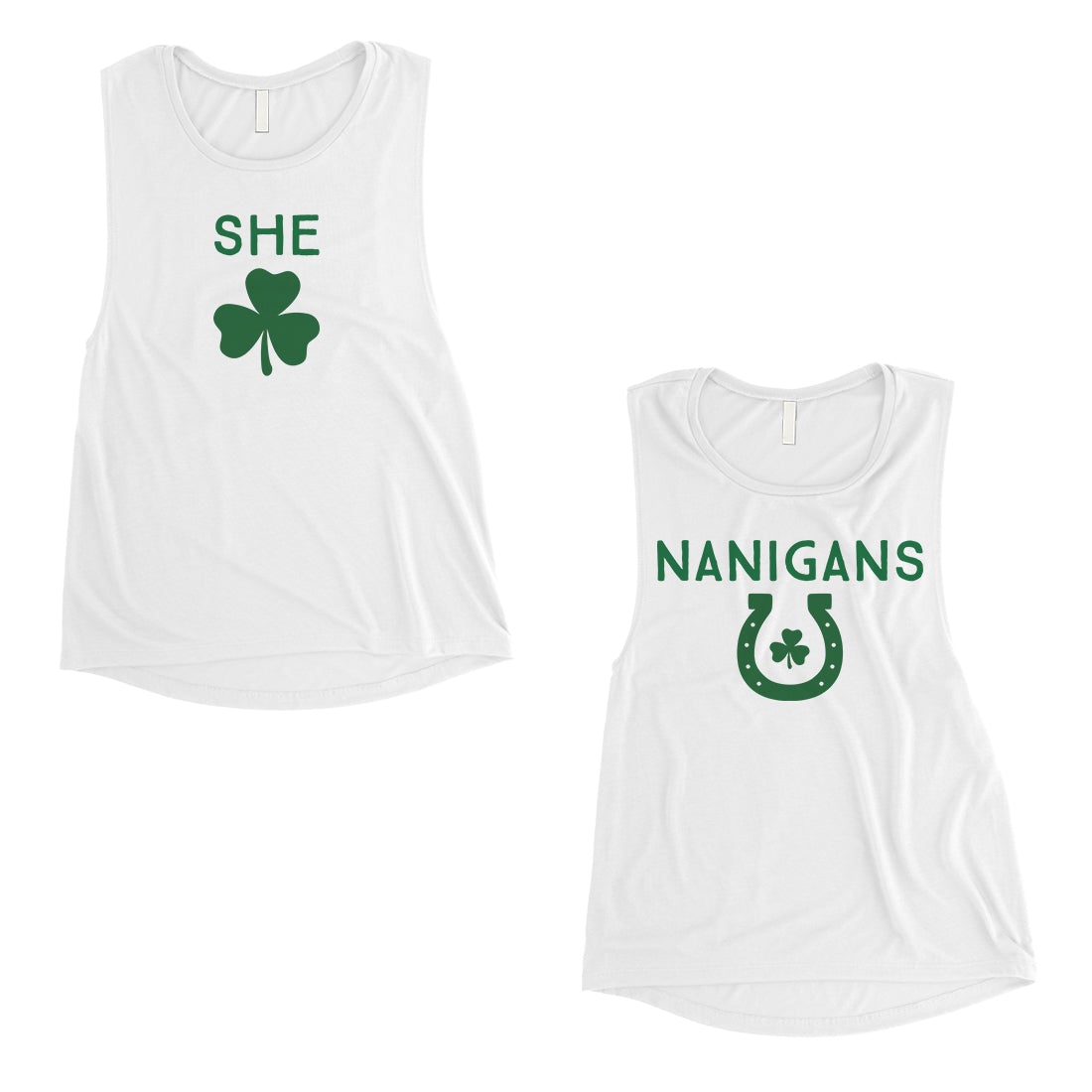Shenanigans St Patrick's Day Matching Muscle Tank Tops For BFF Gift White