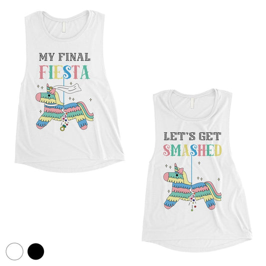 Final Fiesta Smashed Pinata BFF Matching Tank Tops Womens Fun Quote White