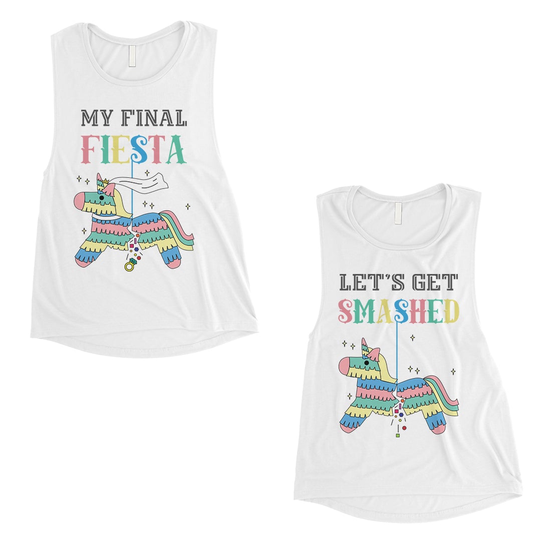 Final Fiesta Smashed Pinata BFF Matching Tank Tops Womens Fun Quote White