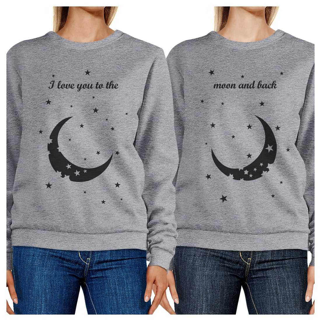 Moon And Back BFF Matching Sweatshirts Gift For Friends Birthday Gray
