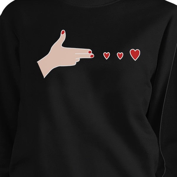 Gun Hands With Hearts BFF Matching Black Sweatshirts