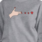 Gun Hands With Hearts BFF Matching Grey Sweatshirts