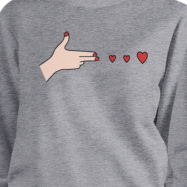 Gun Hands With Hearts BFF Matching Grey Sweatshirts