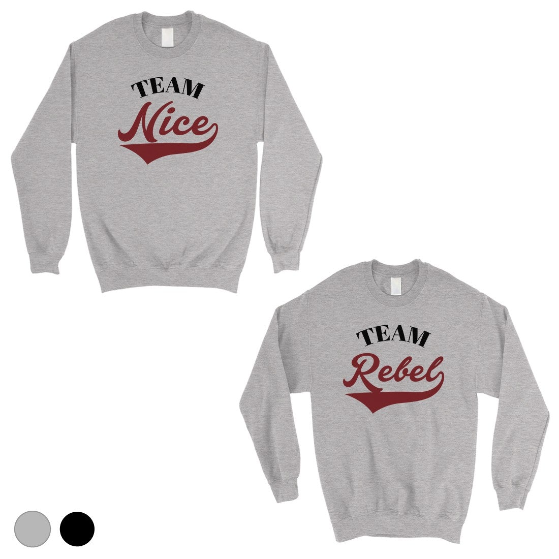 Team Nice Team Rebel Cute Christmas Sweatshirts Best Friends Gifts Gray