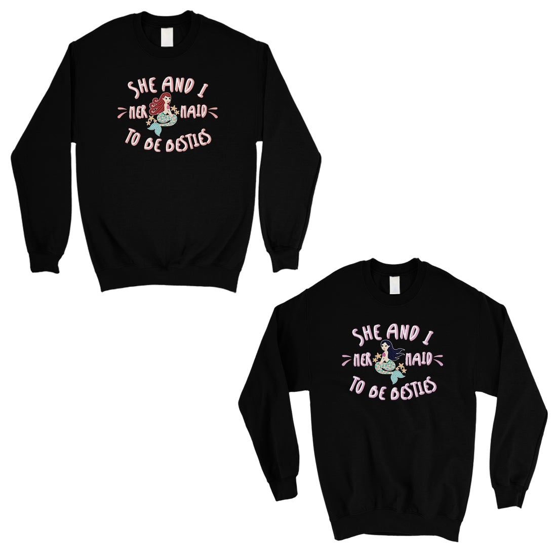 Mermaid To Be Besties Cute BFF Pullover Sweatshirts Matching Gift Black