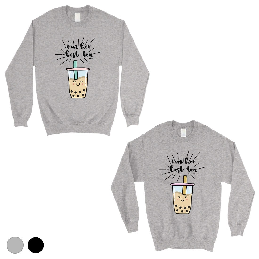 Boba Milk Best-Tea Cute BFF Matching Sweatshirts Birthday Gift Gray