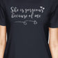 She Is Gorgeous Navy Womens Cotton T-Shirt Moms Gift From Daughters - 365 In Love