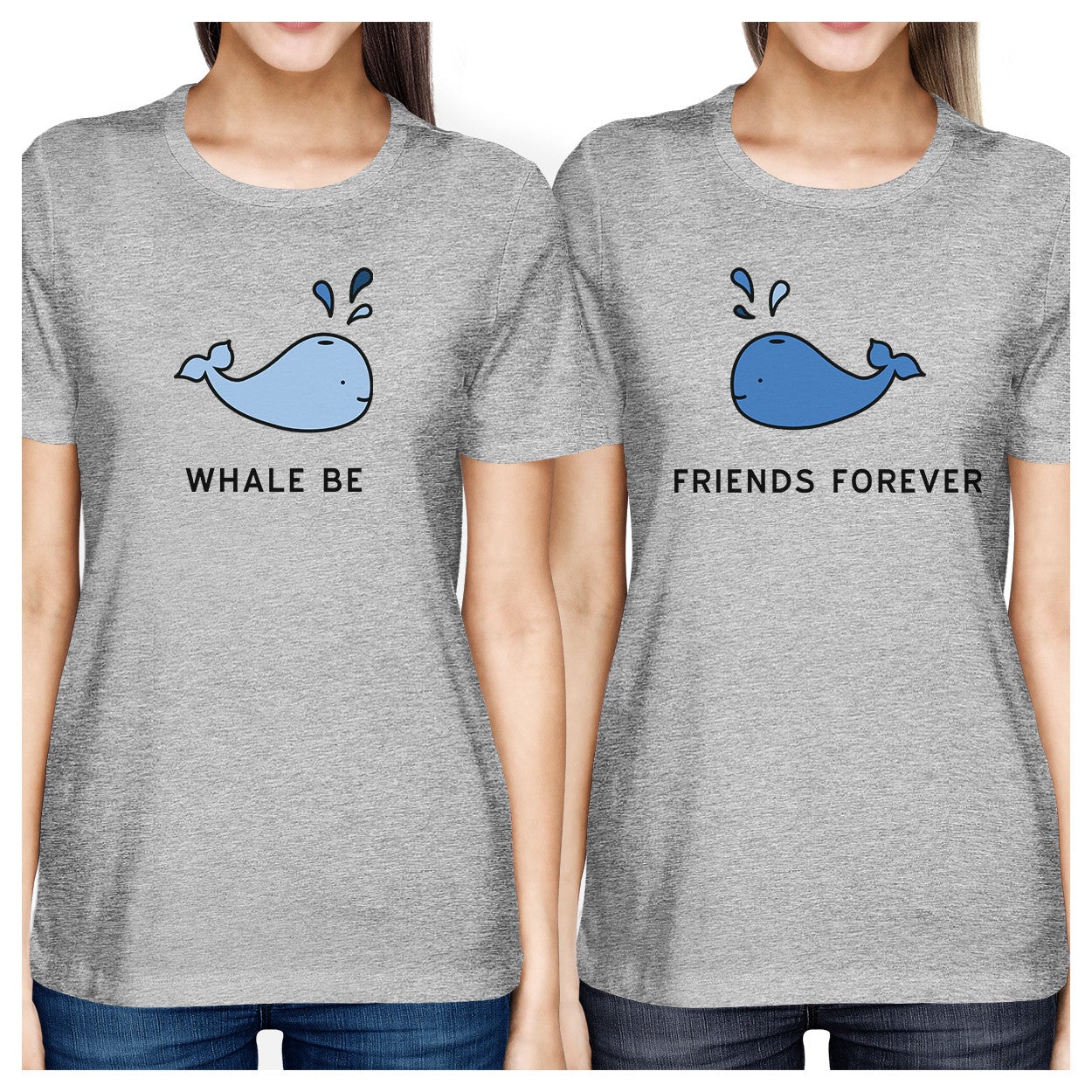 Whale Be Friend Forever Best Friend Matching Grey Cute Graphic Tee