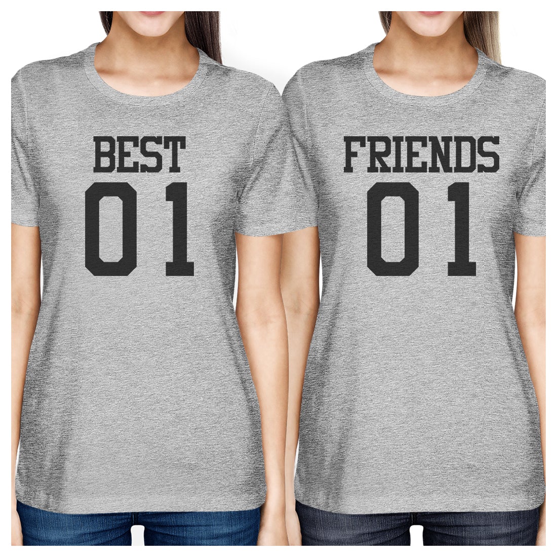 Best01 Friends01 BFF Matching Grey T-Shirts