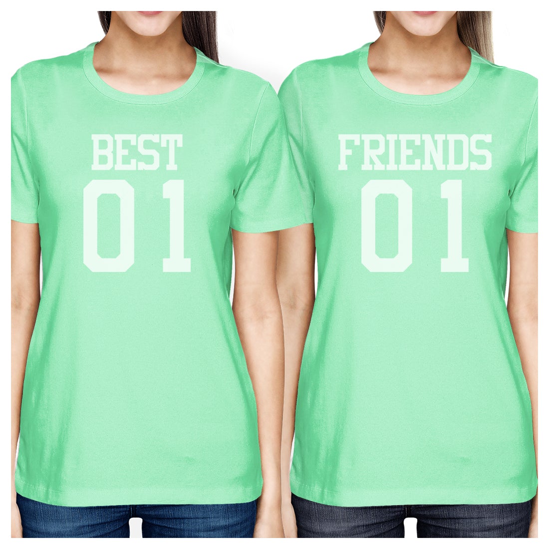 Best01 Friends01 BFF Matching Mint T-Shirts
