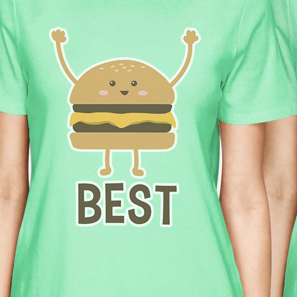Hamburger And Fries BFF Matching Shirts Womens Mint Crewneck Tshirt