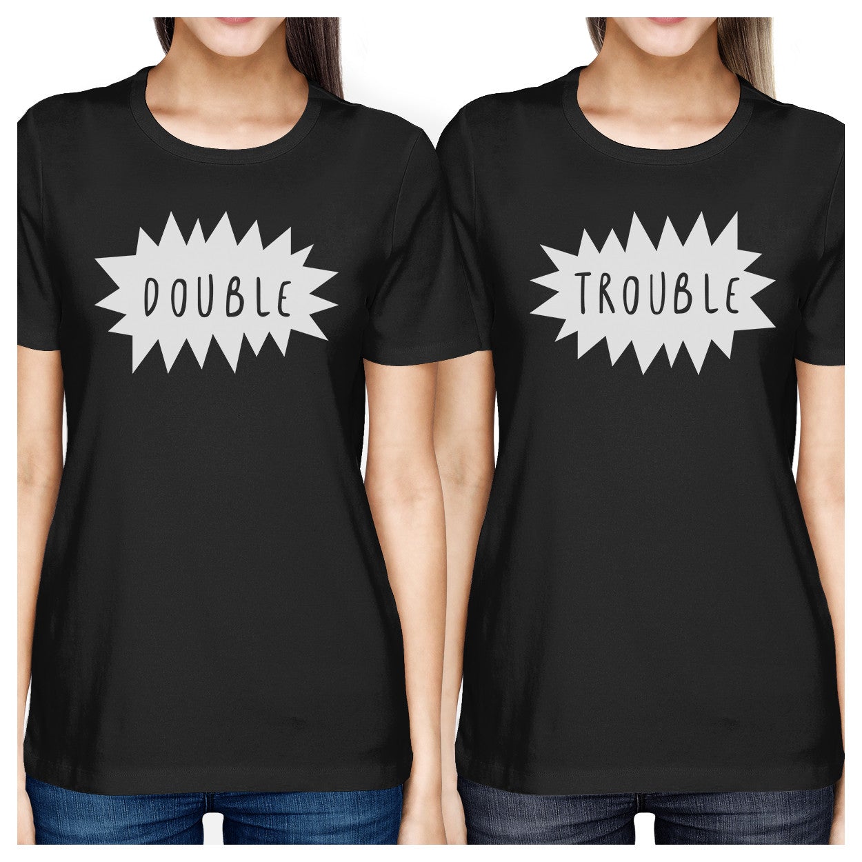 Double Trouble BFF Matching Black Shirts