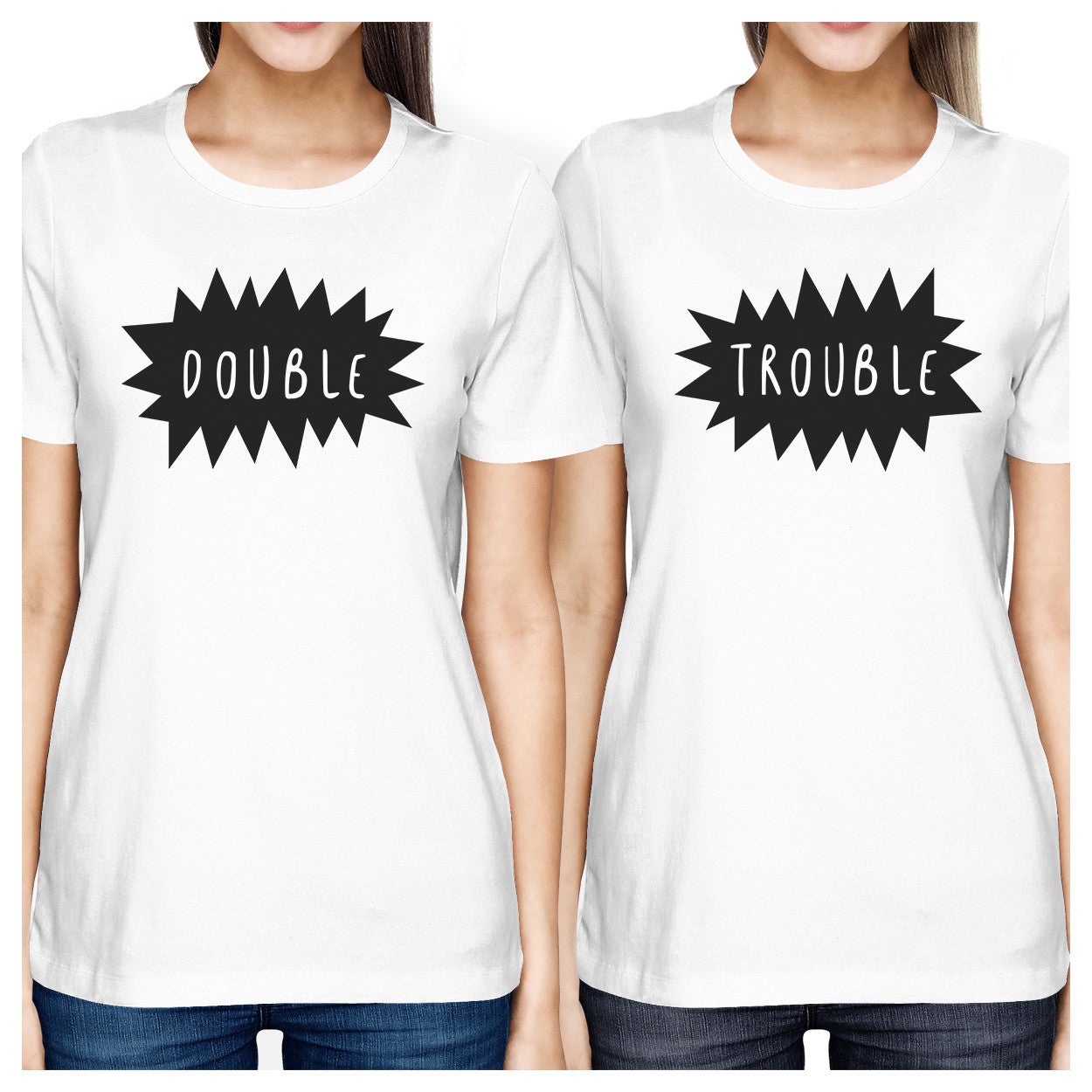 Double Trouble BFF Matching White Shirts