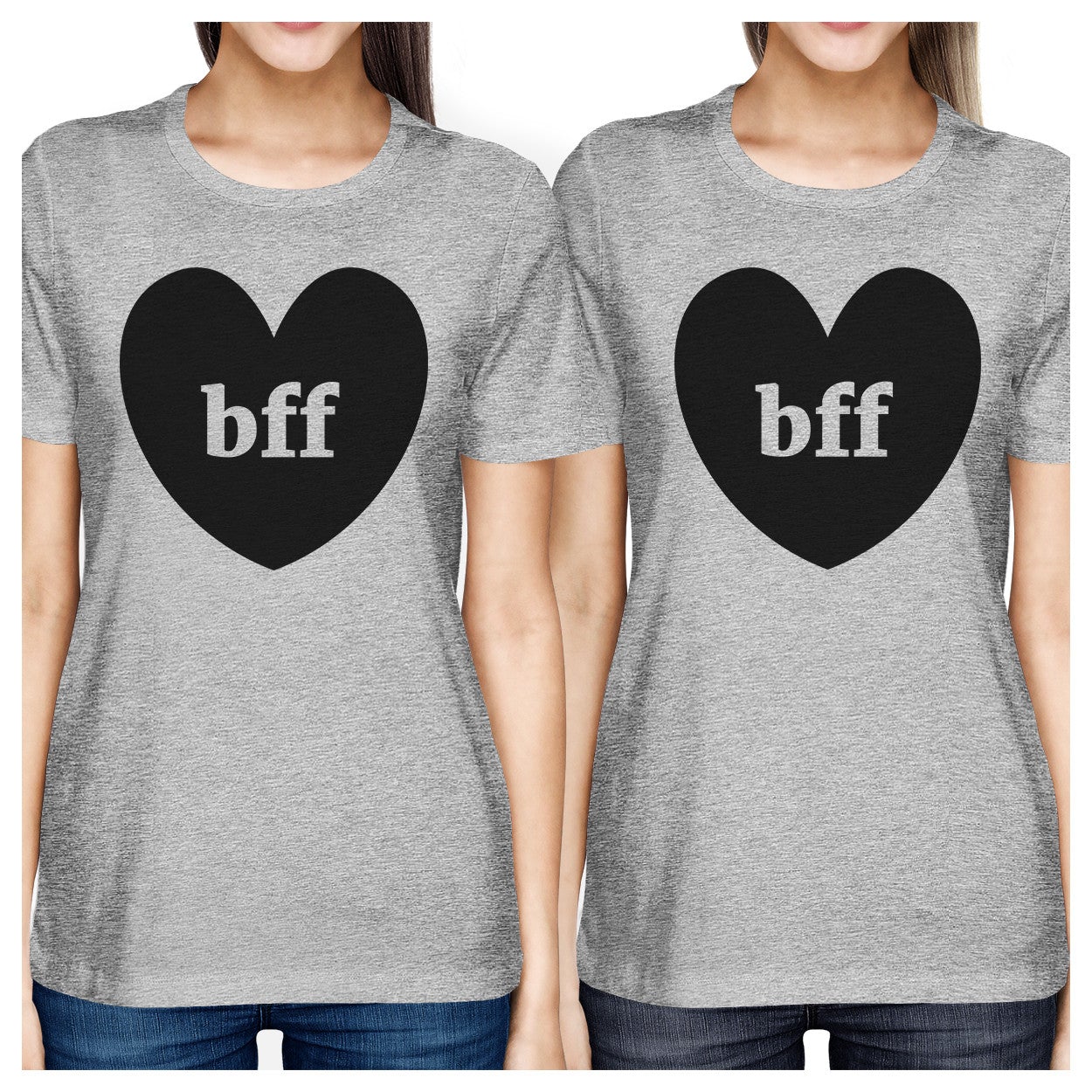 Bff Hearts BFF Matching Grey Shirts