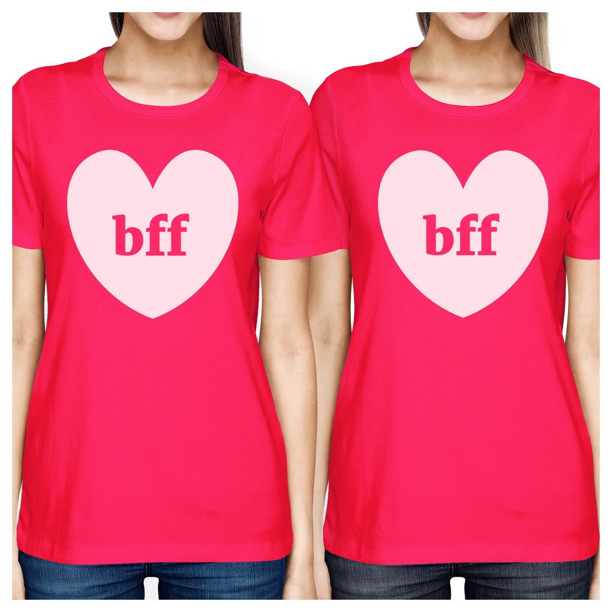 Bff Hearts BFF Matching Hot Pink Shirts