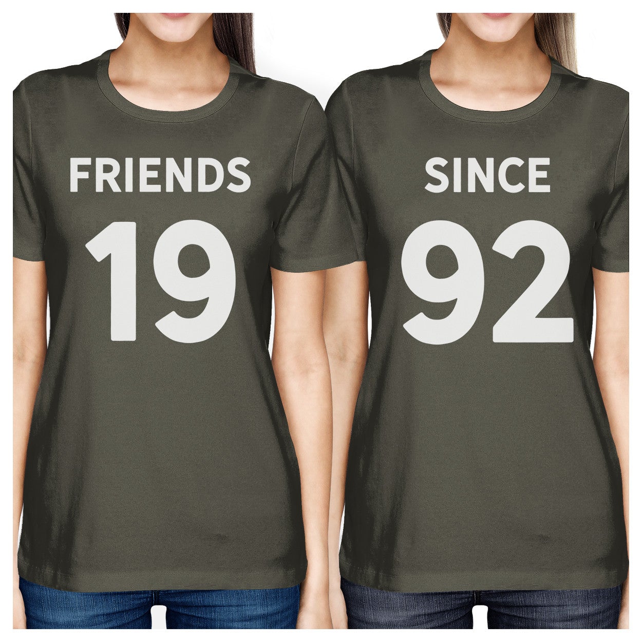 Friends Since Custom Years BFF Matching Dark Grey Shirts