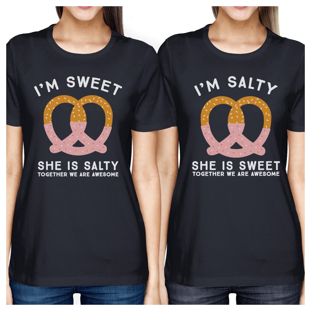 Sweet And Salty BFF Matching Navy Shirts