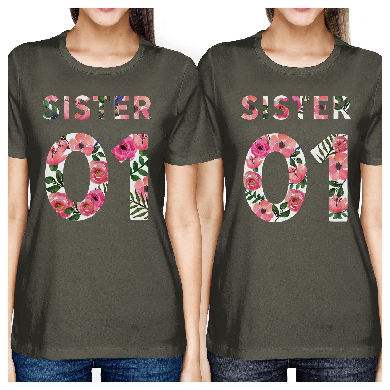 Sister 01 BFF Matching Dark Grey Shirts