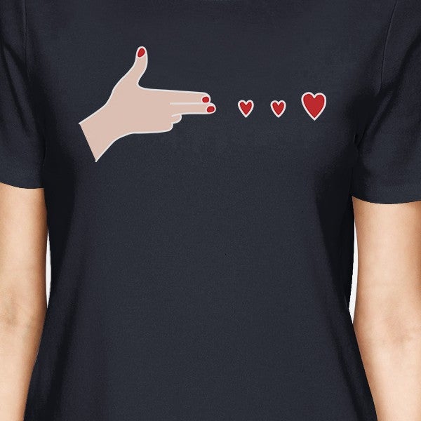 Gun Hands With Hearts BFF Matching Navy Shirts