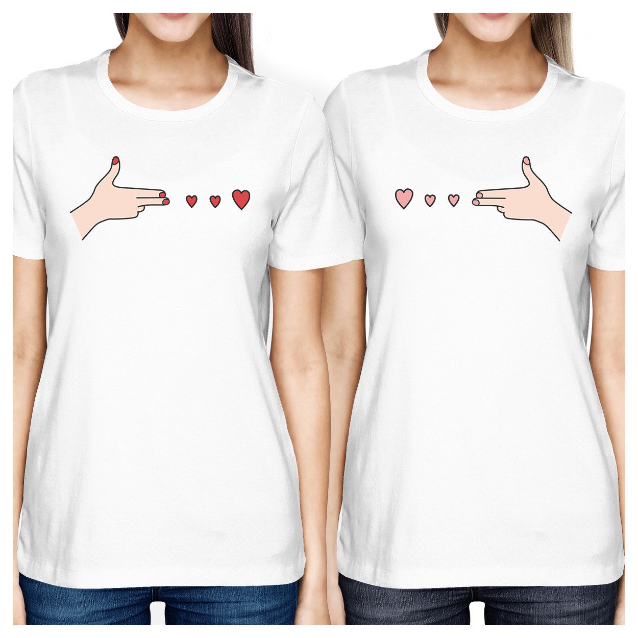 Gun Hands With Hearts BFF Matching White Shirts | 365 In Love – 365 In ...