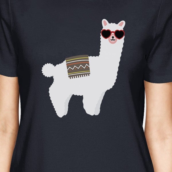 Llamas With Sunglasses BFF Matching Navy Shirts