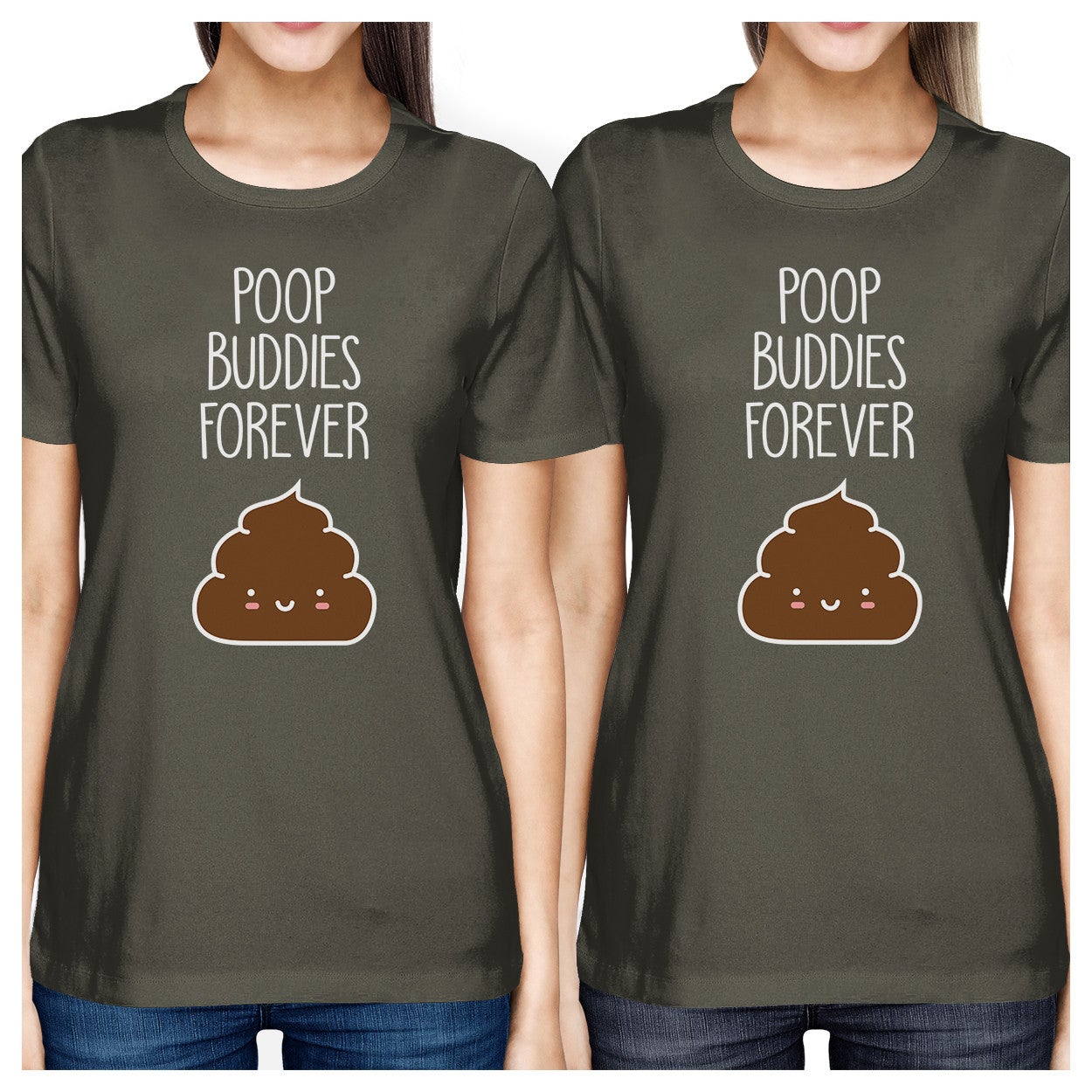 Poop Buddies BFF Matching Dark Grey Shirts