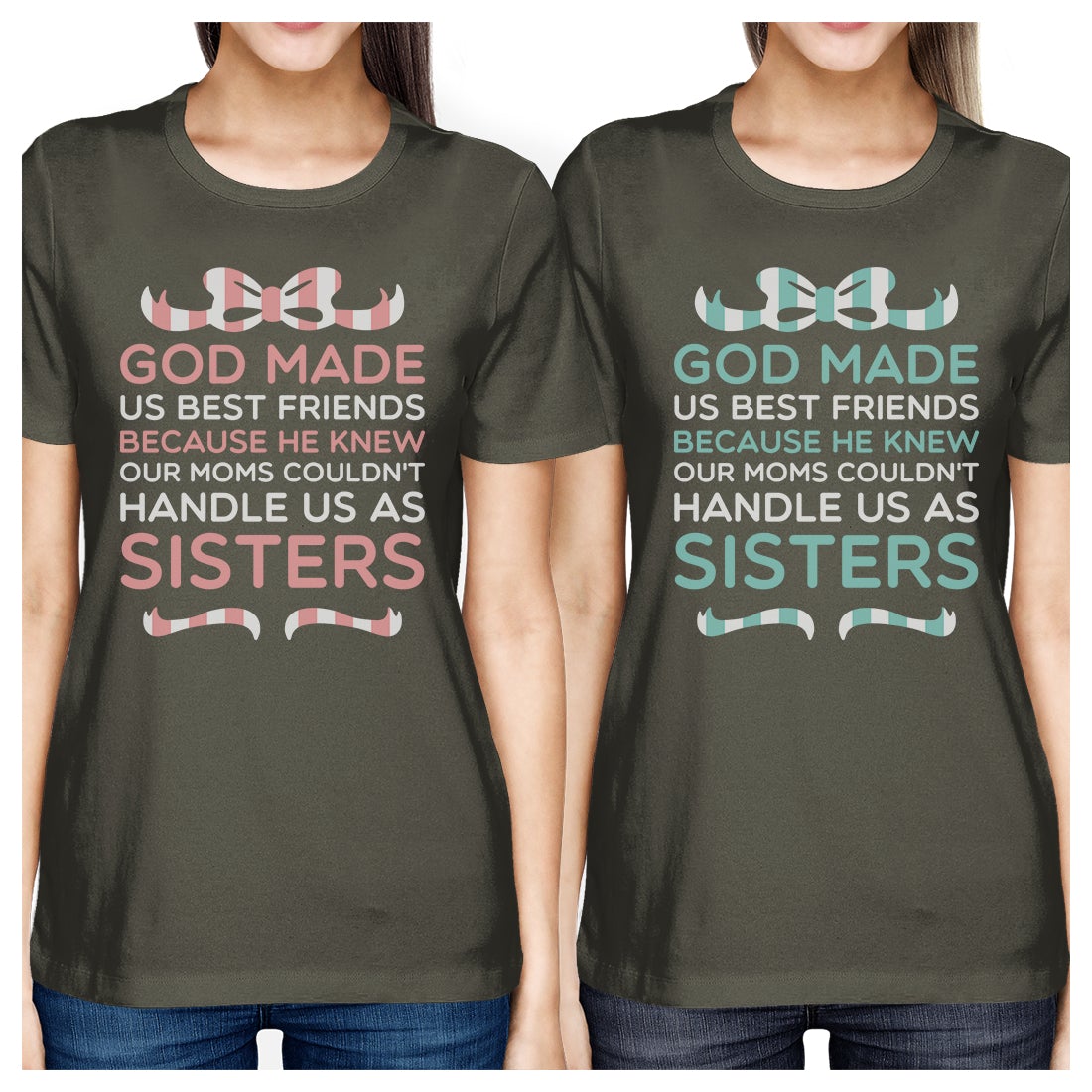 God Made Us BFF Matching Shirts Womens Cool Grey Tees For Girls
