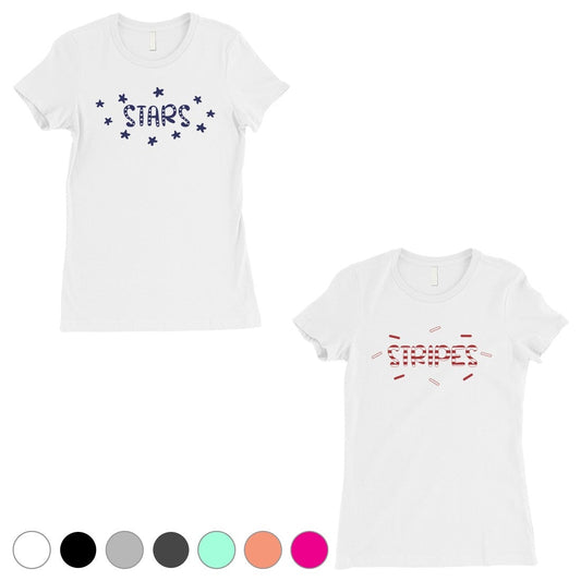 Stars And Stripes BFF Matching Shirts Womens White Valentines Gift