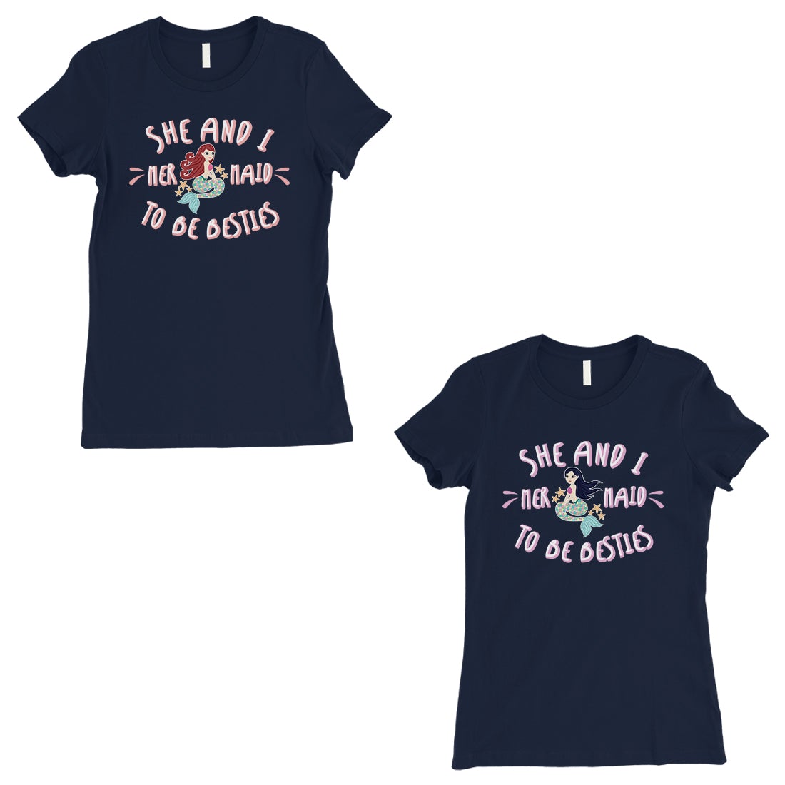 Mermaid To Be Besties BFF Gift Matching Shirts Womens Navy T-Shirt