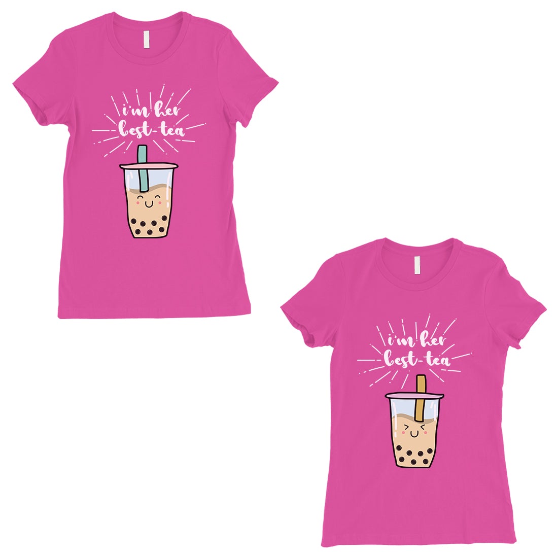 Boba Milk Best-Tea BFF Matching Shirts Womens Hot Pink T-Shirt