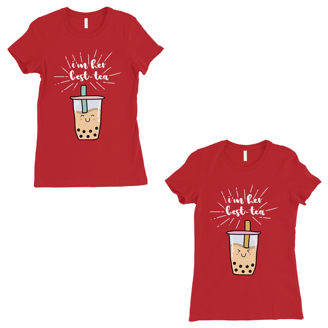 Boba Milk Best-Tea BFF Gift Matching Shirts Womens Red T-Shirt